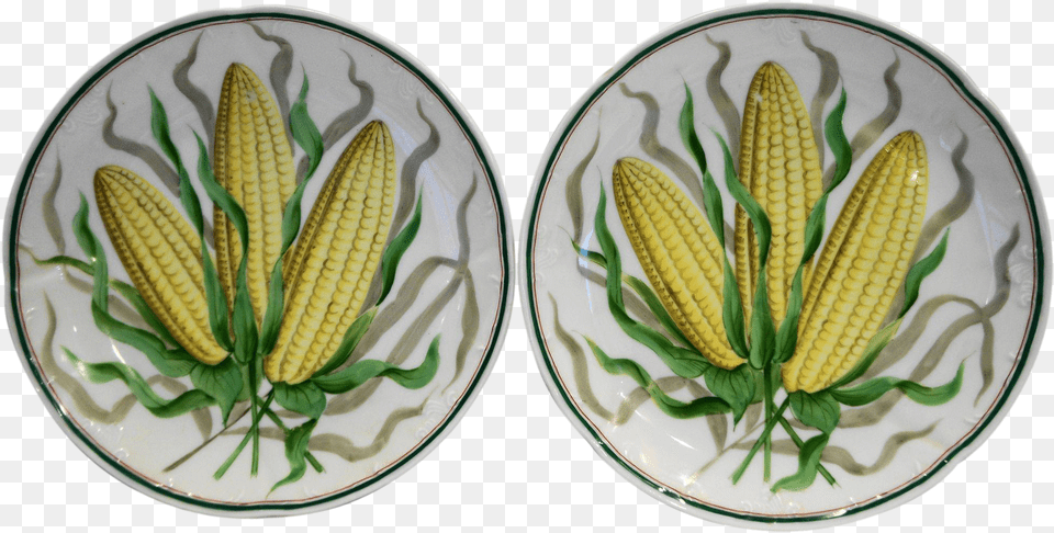Charles Ahrenfeldt Amp Sons Saxe Austria Porcelain Plates Earrings, Plate, Corn, Food, Grain Free Png