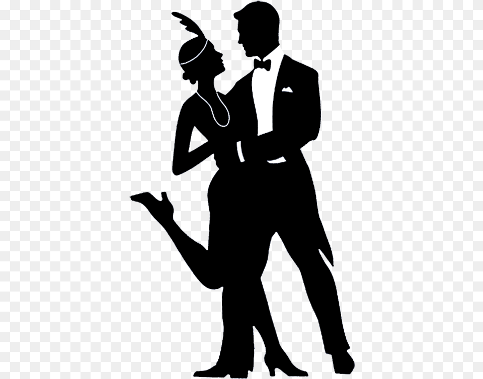 Charleston Dancing Couple Roaring 20s Silhouette, Tuxedo, Suit, Clothing, Formal Wear Png Image