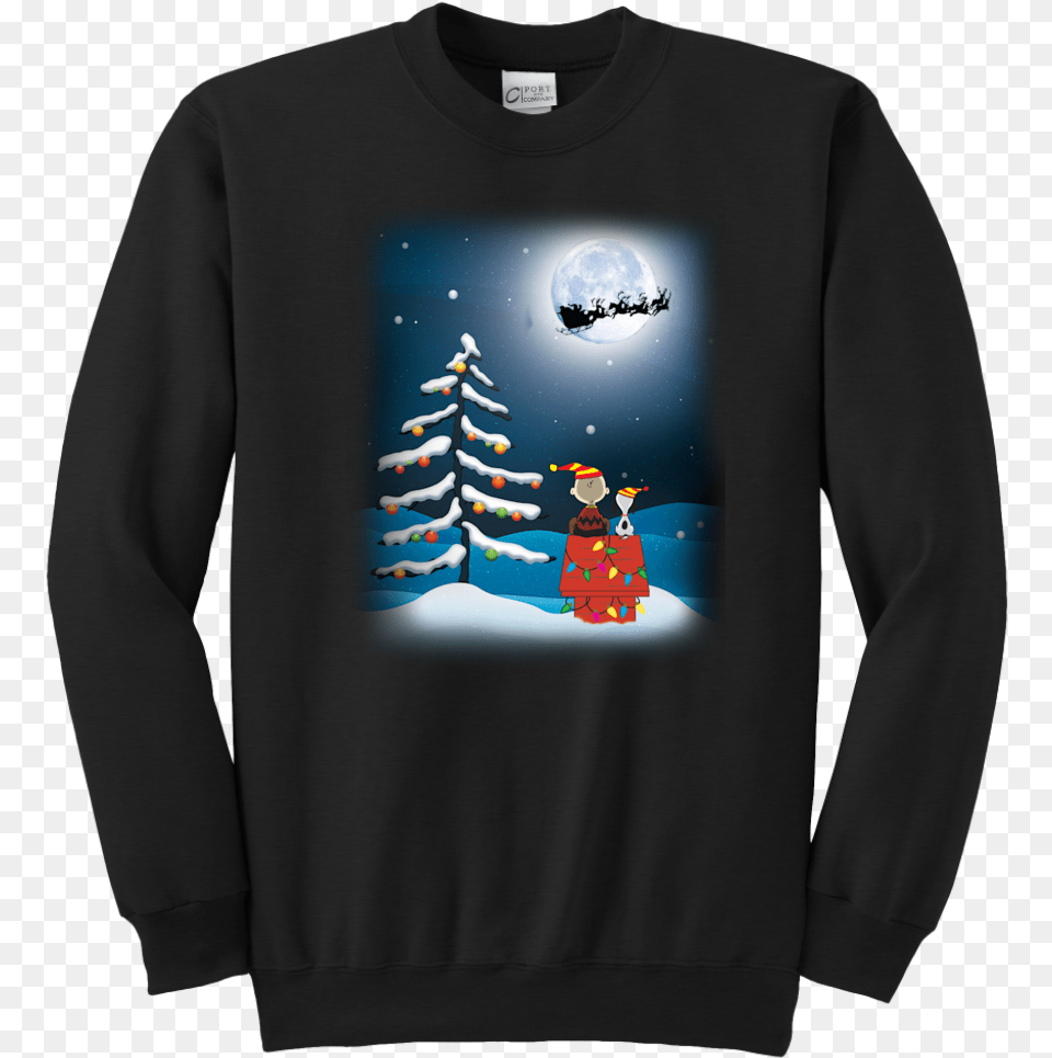 Charlie Brown And Snoopy Christmas Night Light T Shirt Christmas, Sweatshirt, Clothing, Knitwear, Long Sleeve Free Transparent Png