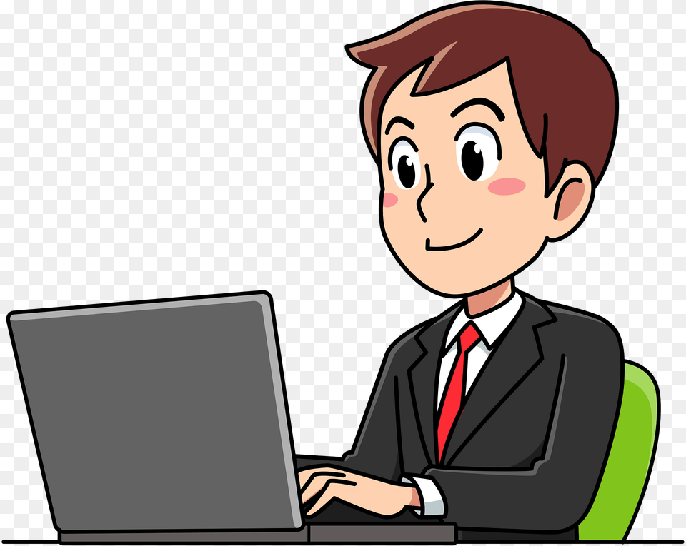 Charlie Businessman Is Working Clipart, Pc, Computer, Electronics, Laptop Free Transparent Png