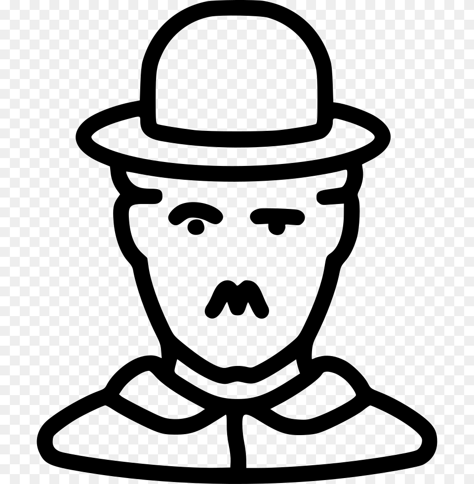 Charlie Chaplin Cinema Artist Comedy Human Avatar Celebrity Charlie Chaplin Icon, Clothing, Hat, Stencil, Face Png Image