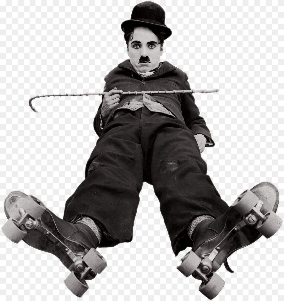 Charlie Chaplin On Roller Skates Charlie Chaplin, Boy, Child, Male, Person Free Png Download
