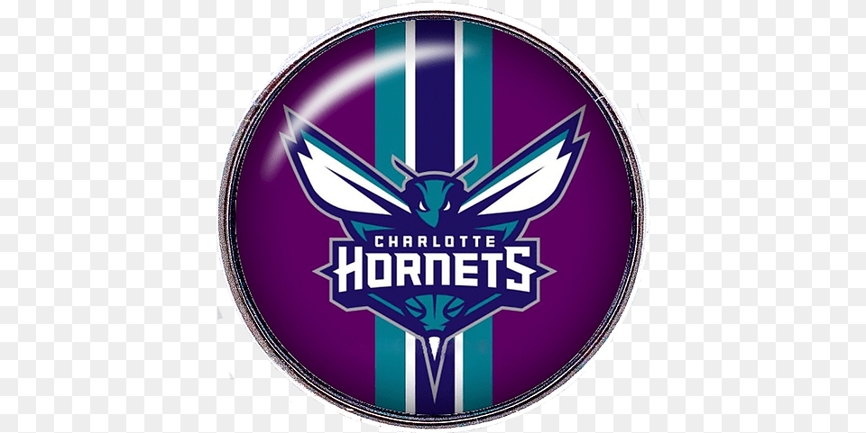 Charlotte Hornets Nba Basketball Logo Snap Charm Tropicaltrinkets Charlotte Hornets Logo, Emblem, Symbol, Badge, Disk Png Image