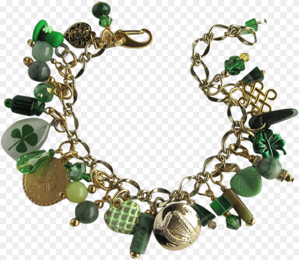 Charm Bracelet With Good Luck Charms Leprechaun S Hat Necklace, Accessories, Jewelry, Gemstone, Locket Free Png