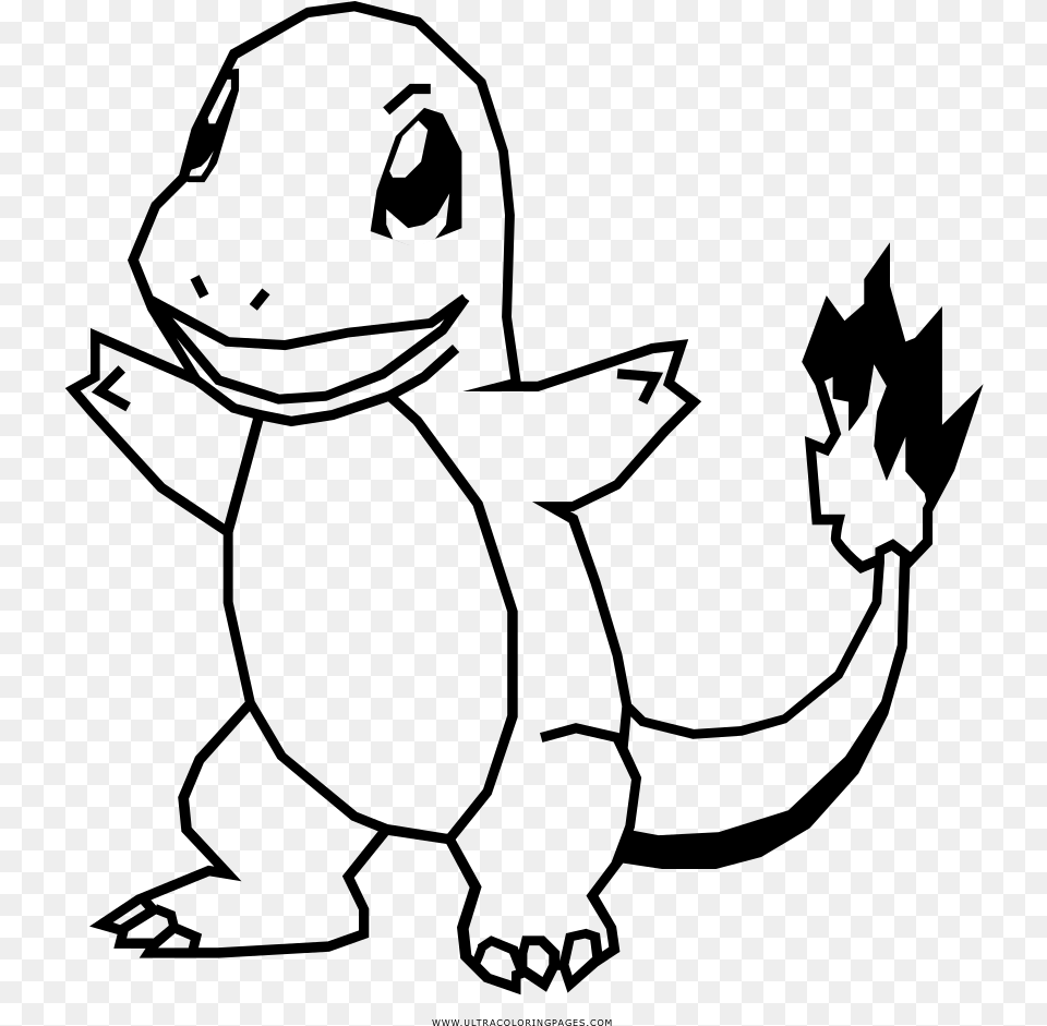 Charmander Coloring, Gray Png Image