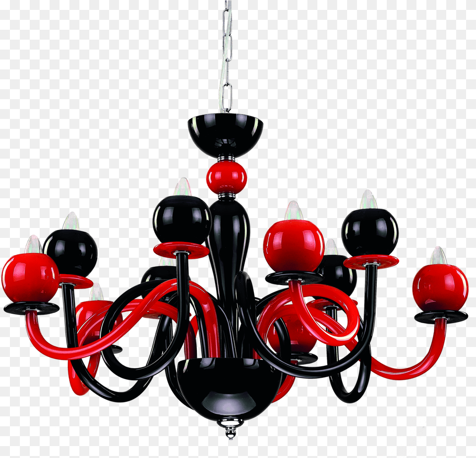 Charming Red And Black Chandelier With 10 Lights Red And Black Chandelier, Lamp Png Image