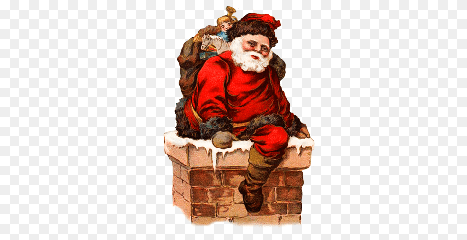 Charming Vintage Christmas Clip Art Santa Claus, Painting, Portrait, Brick, Face Free Png