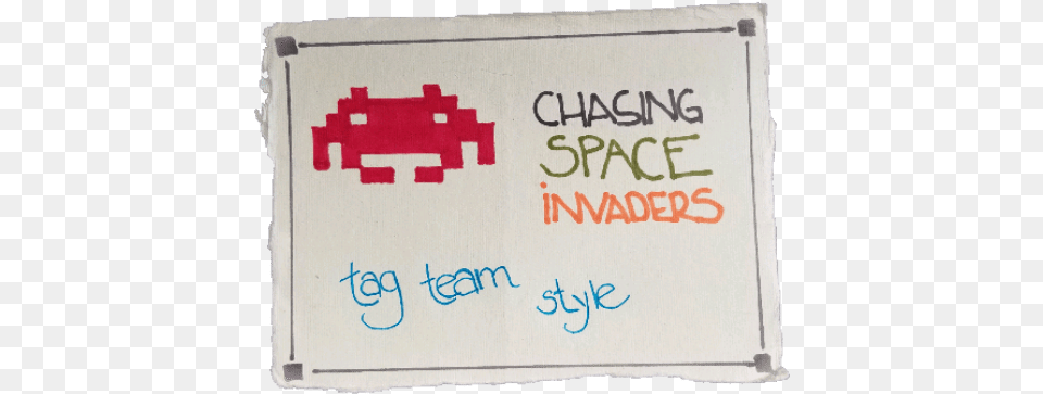Chasing Space Invader Tag Team Style U2013 Anonymous In Paris Space Invaders, Text, White Board Free Transparent Png