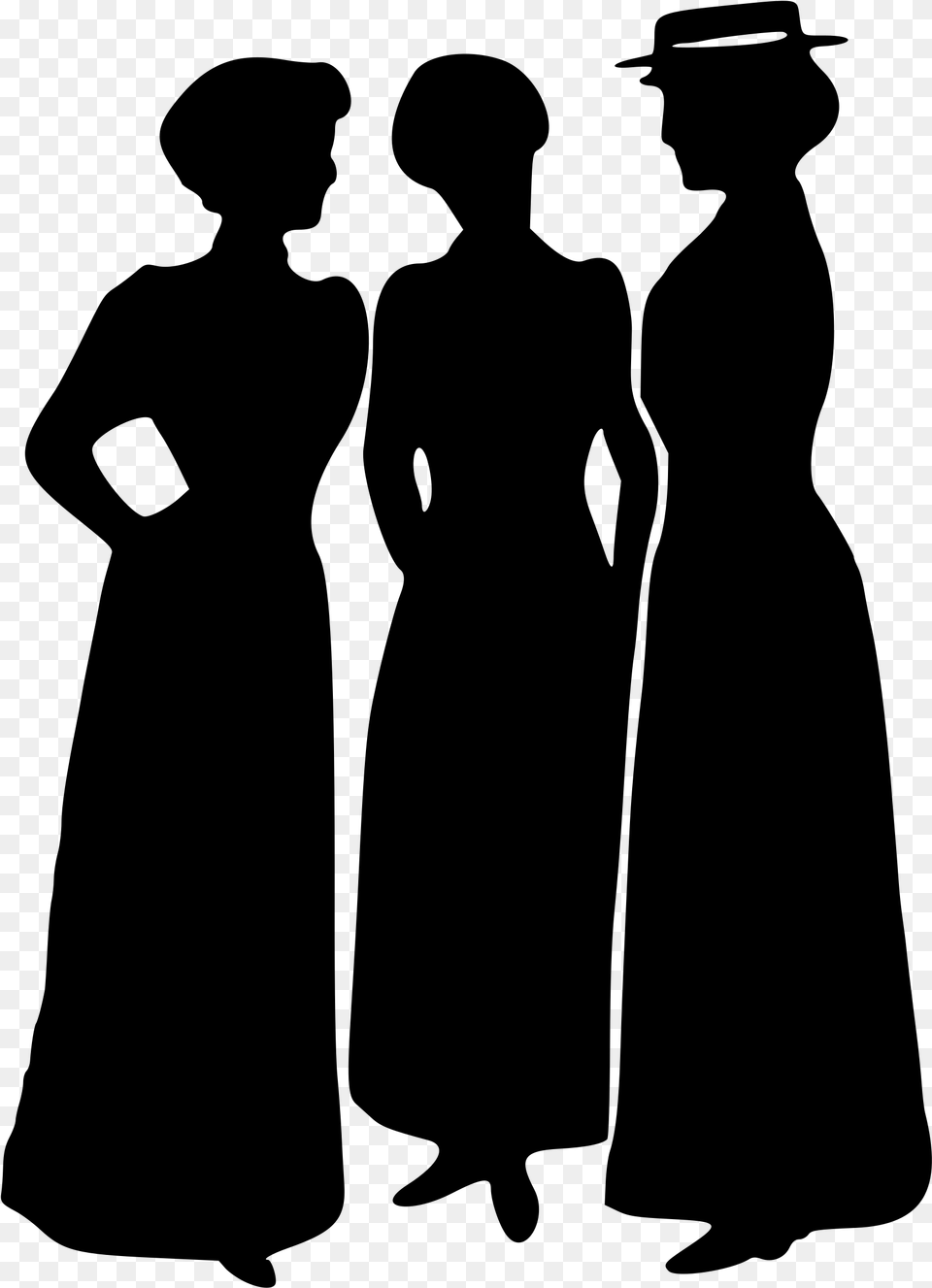 Chat Chatting Clique Ladies Image Woman Victorian Silhouette, Gray Free Png Download