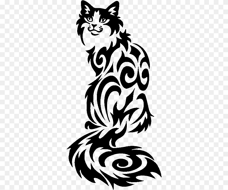 Chat Dessin Tribal, Gray Png Image