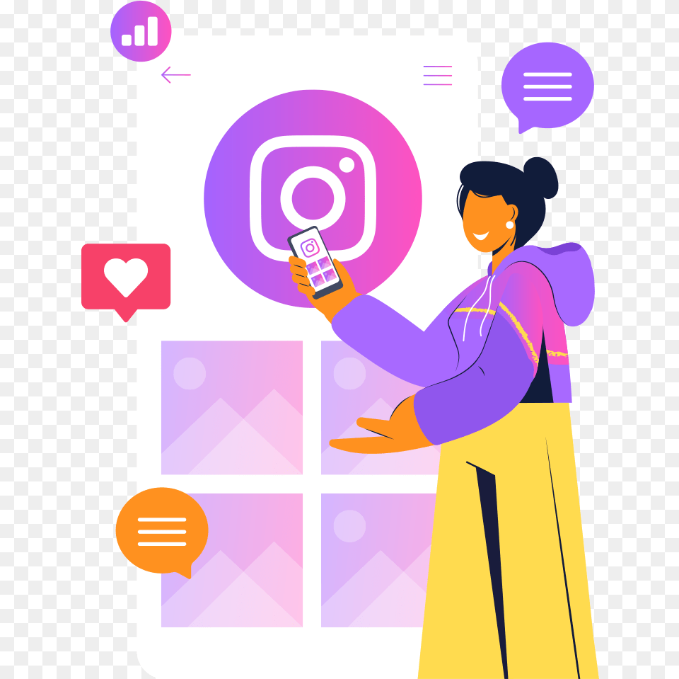Chat Marketing Features For Instagram Web Sms And Illustration, Person, Face, Head, Purple Free Png Download