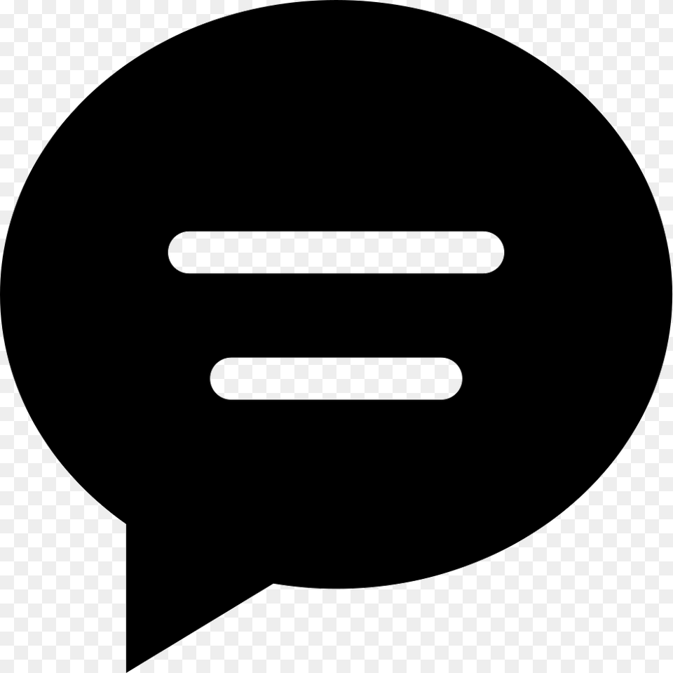 Chat Oval Black Interface Symbol With Text Lines Chat Icon Black, Stencil, Disk Free Png Download