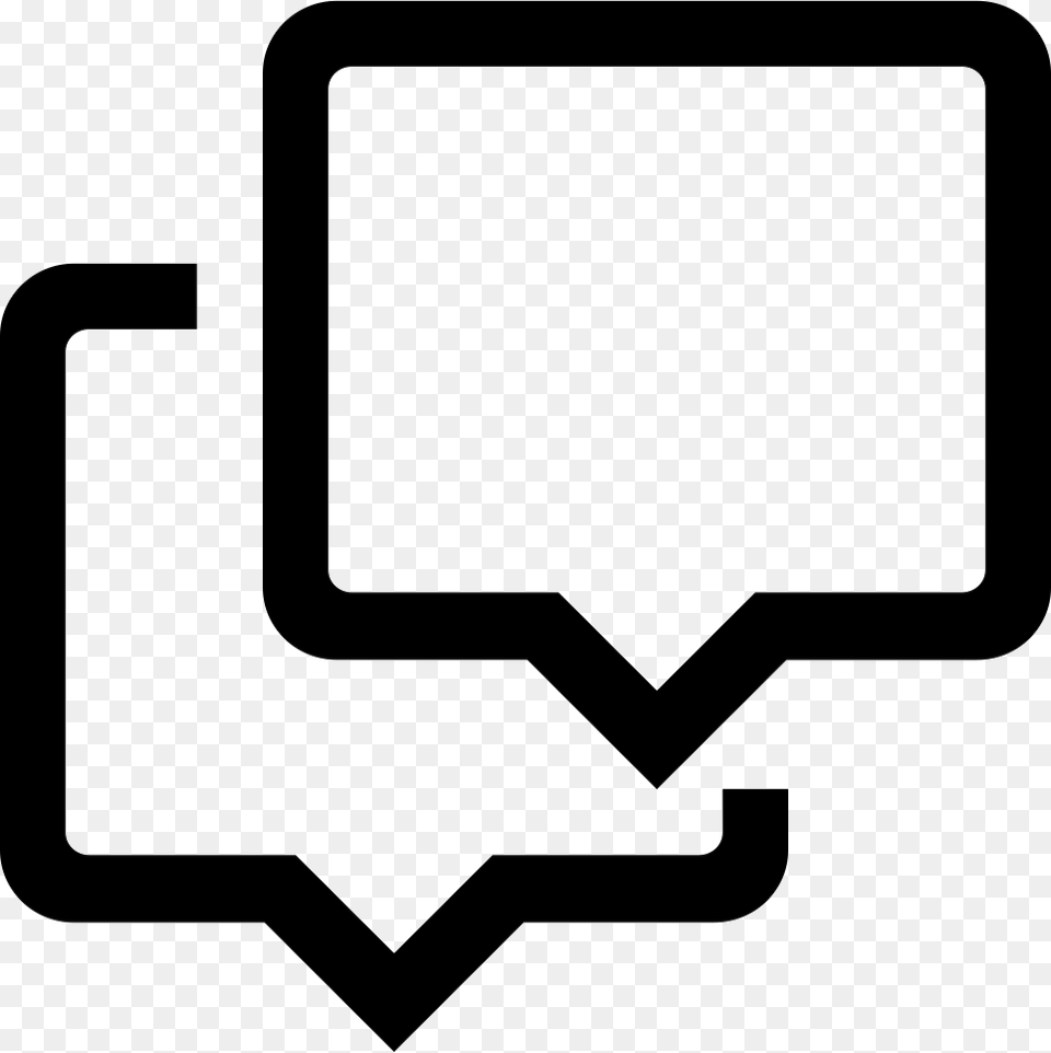 Chat Two Speech Balloons Outline Of Rectangular Shape Shape, Symbol, White Board, Logo, Device Png