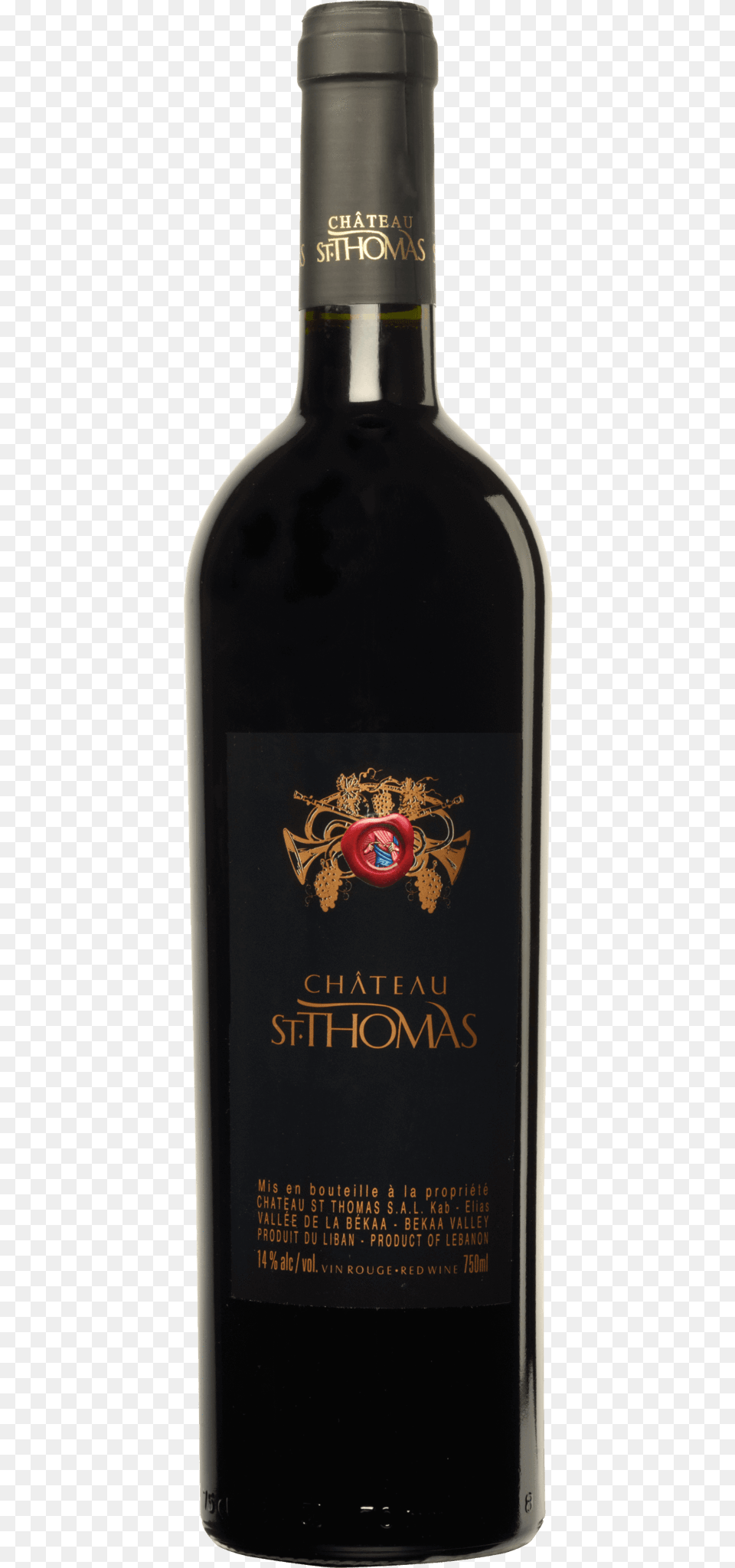 Chateau St Thomas Label, Alcohol, Beverage, Liquor, Bottle Png Image