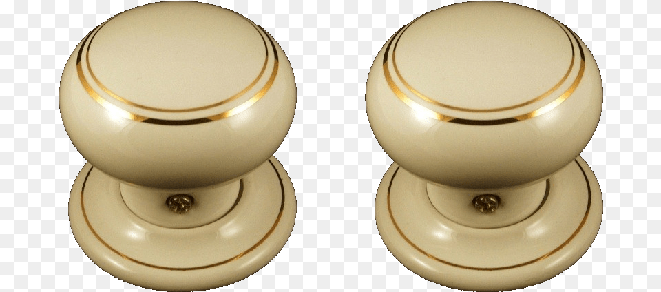 Chatsworth Porcelain Cream Double Goldline Door Knob Wood, Jar, Pottery, Art Png Image