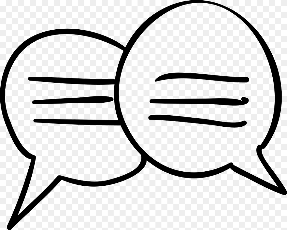 Chatting Speech Bubbles Hand Drawn Bubbles Couple Icon, Stencil Free Png Download