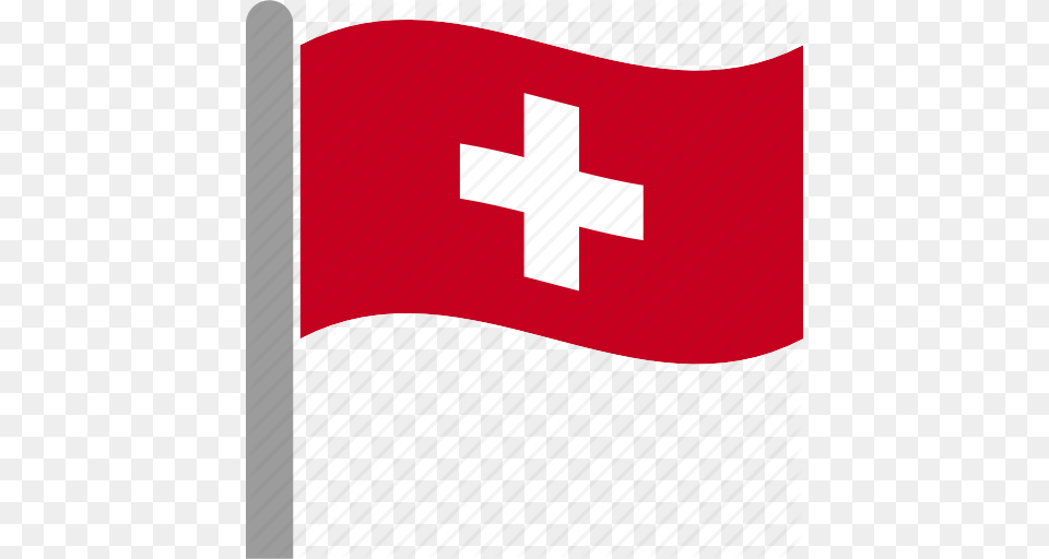 Che Country Flag Pole Swiss Switzerland Waving Icon, First Aid Free Png Download