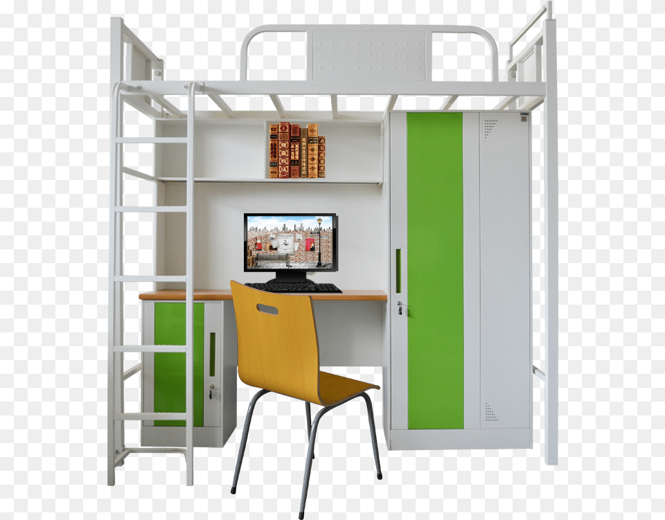 Cheap Metal Frame Bunk Bed Bedroom Furniture Dormitory Bunk Bed, Table, Desk, Chair, Closet Png Image