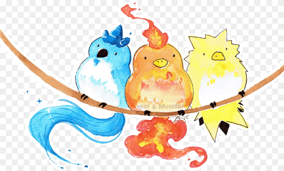 Check It Out She39s Made Some Cute Watercolor Drawings Articuno Zapdos Moltres Chibi, Animal, Bear, Mammal, Wildlife Free Png