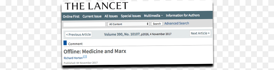 Check Out This Bizarre Piece Praising Karl Marx In The Lancet, File, Webpage, Page, Text Free Png Download