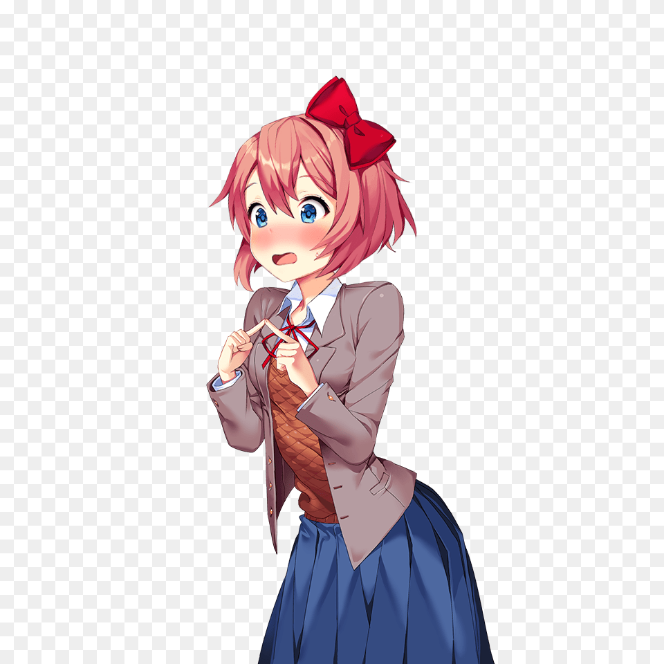 Check Out This Transparent Doki Literature Club Sayori Doki Doki Literature Club Sayori, Adult, Publication, Person, Female Free Png