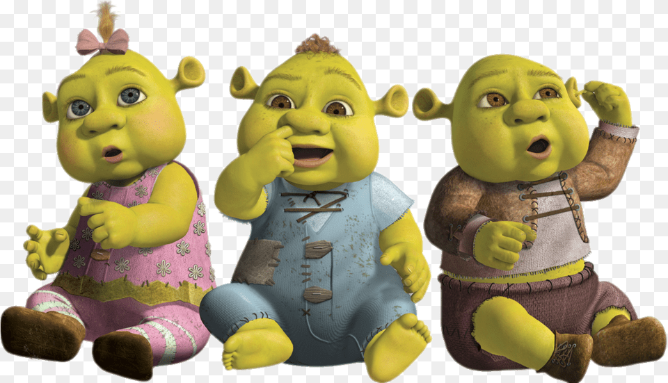 Check Out This Transparent Shrek Baby Ogres Triplets Shrek Farkle Fergus Felicia, Plush, Toy, Person, Face Png Image