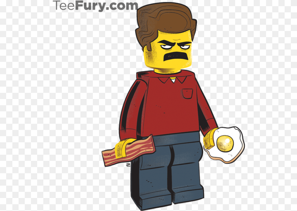 Check Out Today39s Tee Fury Shirt Lego Ron Swanson Fyi Teefury, Person, Face, Head, Gold Free Png Download