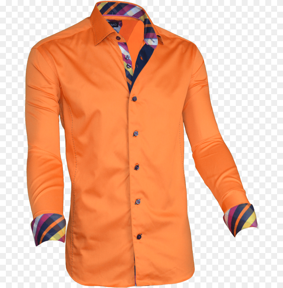 Check Shirt Pics Orange Party Wear Shirt, Clothing, Coat, Dress Shirt, Long Sleeve Png Image