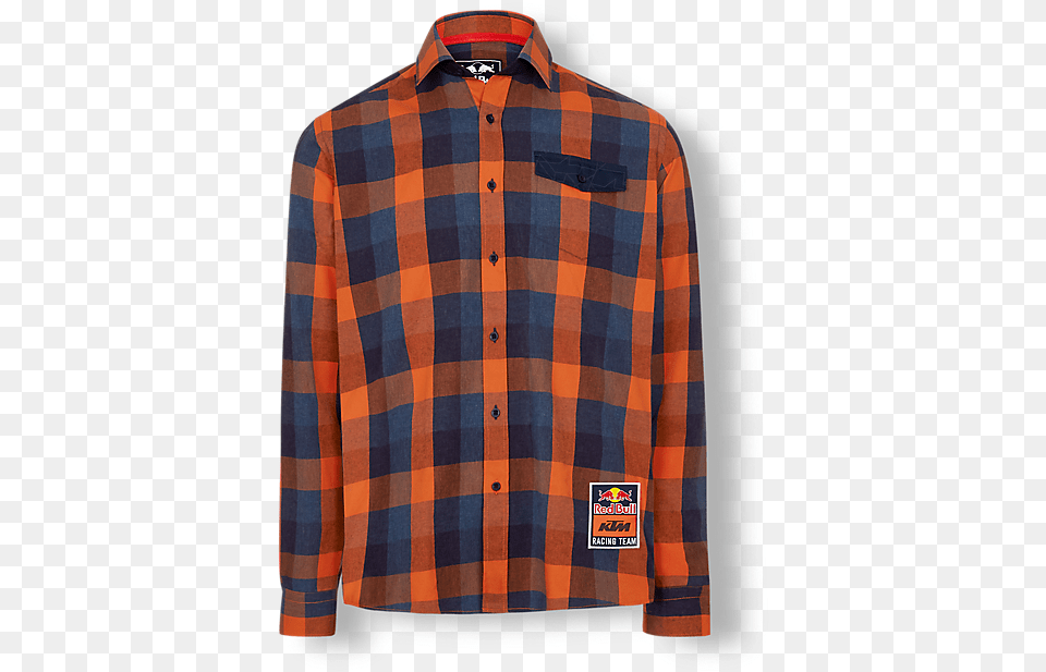 Checked Orange And Blue Plaid Shirt, Clothing, Dress Shirt, Long Sleeve, Sleeve Free Png Download
