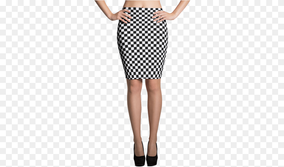 Checkered Black White Squares Sublimation Cut Amp Sew Neons Green Pencil Skirt, Clothing, Miniskirt, Adult, Female Png Image