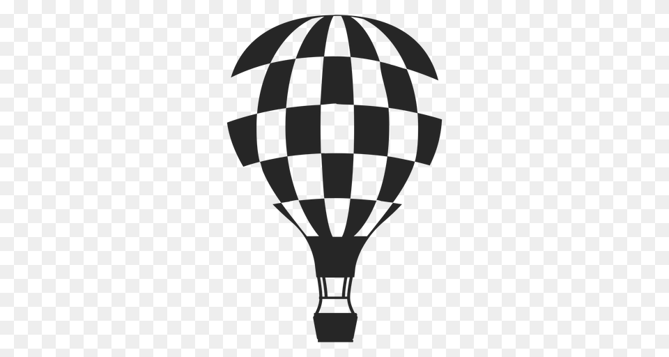 Checkered Hot Air Balloon Silhouette, Aircraft, Transportation, Vehicle, Person Free Png Download
