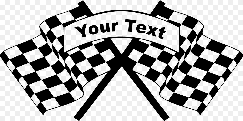 Checkered Racing Flags Sticker With Custom Wording Checkered Racing Flags, Gray Png Image