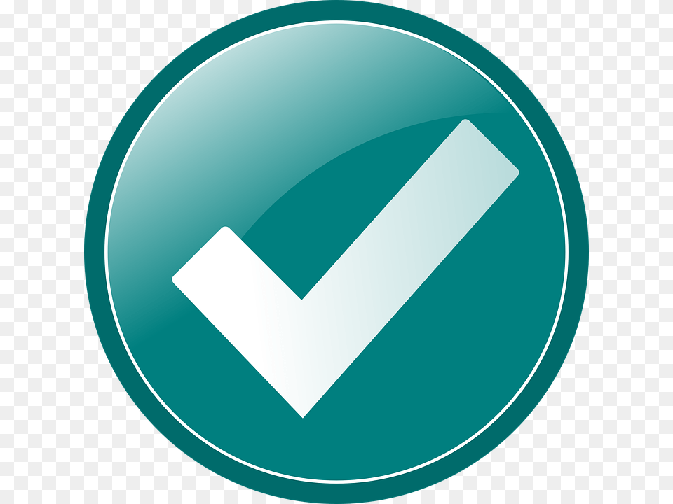 Checkmark Tick Check Yes Mark Choice Teal Vote Transparent Background Green Tick, Sign, Symbol, Disk Png