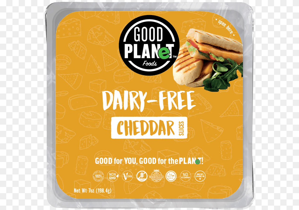 Cheddar Cheese Slices Good Planet Foods, Advertisement, Food, Lunch, Meal Png Image