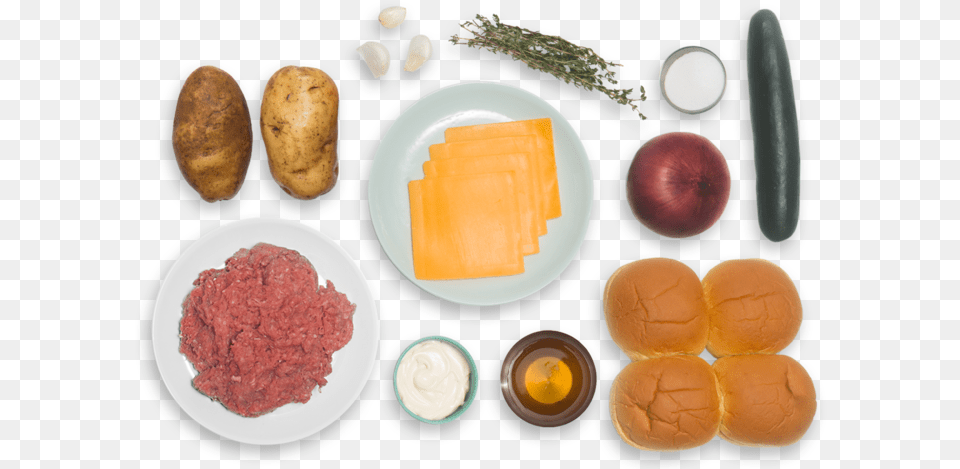 Cheddar Cheeseburgers With Quick Pickles Amp Thyme Roasted Diet Food, Plate, Produce, Lunch, Meal Free Png