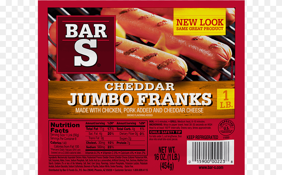 Cheddar Franks Bar S Hot Dogs, Food, Hot Dog, Advertisement, Poster Png Image