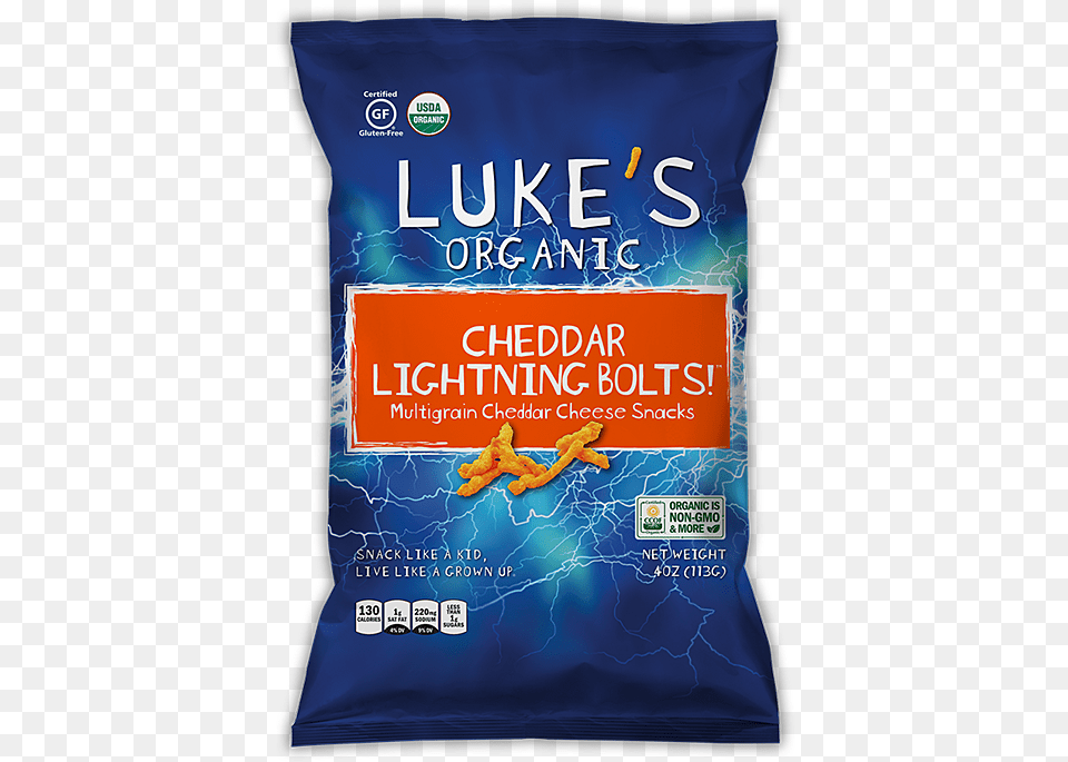 Cheddar Lightning Bolts Lukeu0027s Organic Gluten Free Non Organic, Powder, Food Png