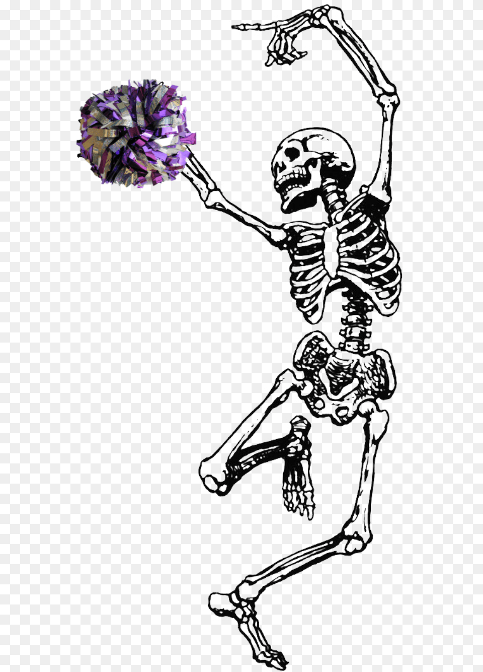 Cheer Cheerleader Cheering Cheerleading Skeleton Dancing Grateful Dead Skeleton, Plant, Flower, Accessories, Jewelry Free Png Download