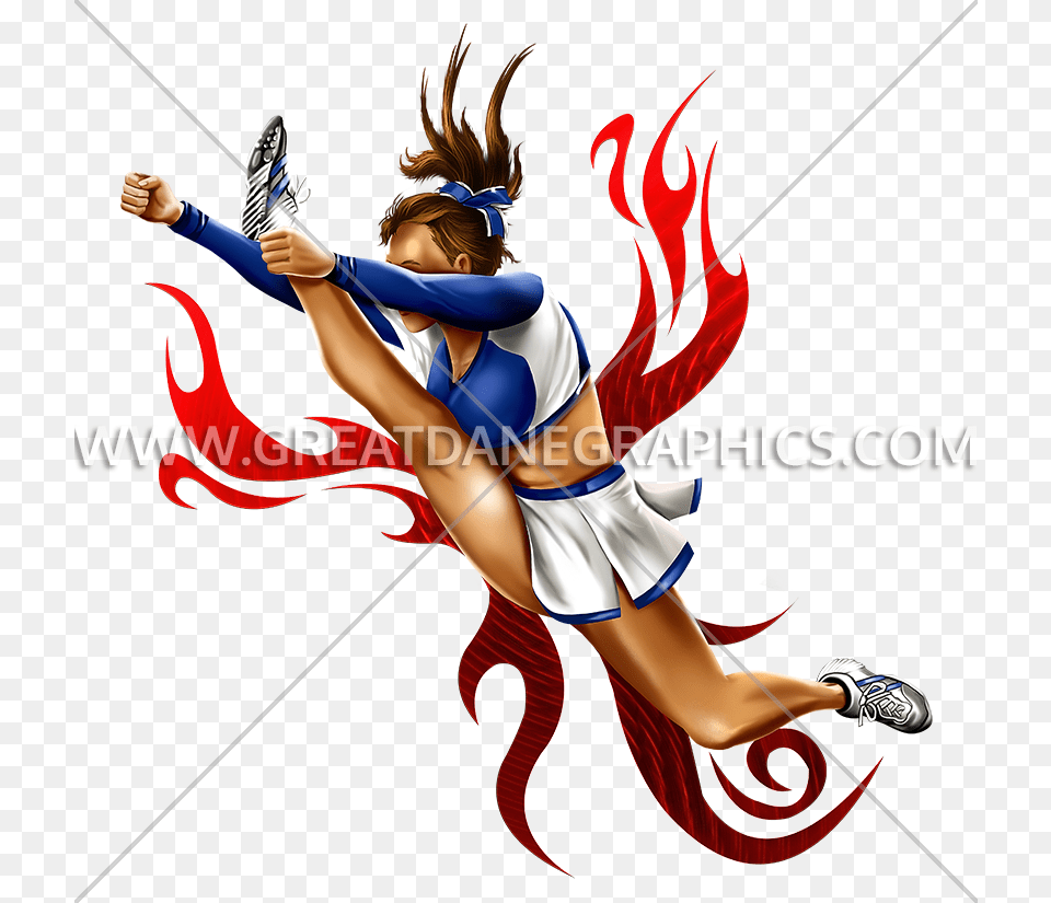 Cheer Kick Production Ready Artwork For T Shirt Printing, Clothing, Shorts, Adult, Person Free Png