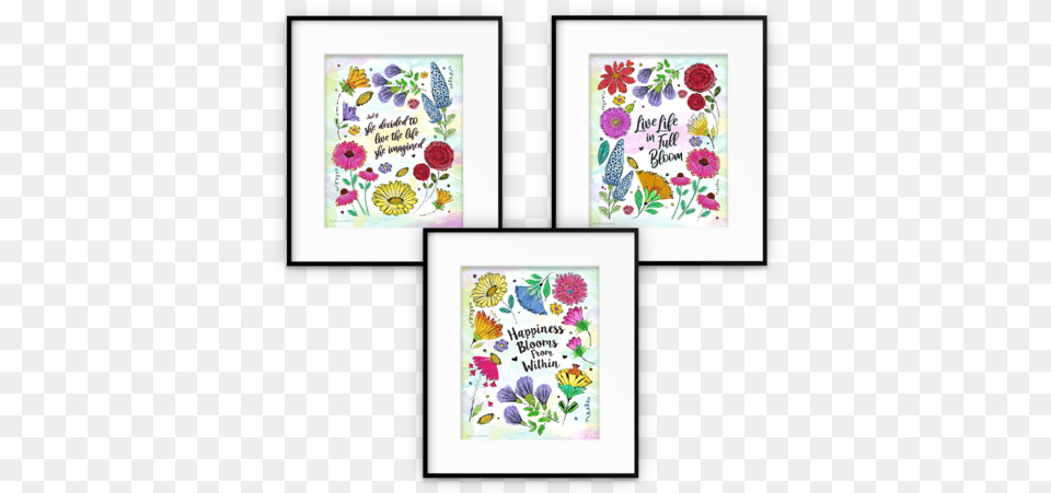 Cheerful Watercolor Wall Prints With Inspirational Quotes Floral Design, Envelope, Greeting Card, Mail Png Image