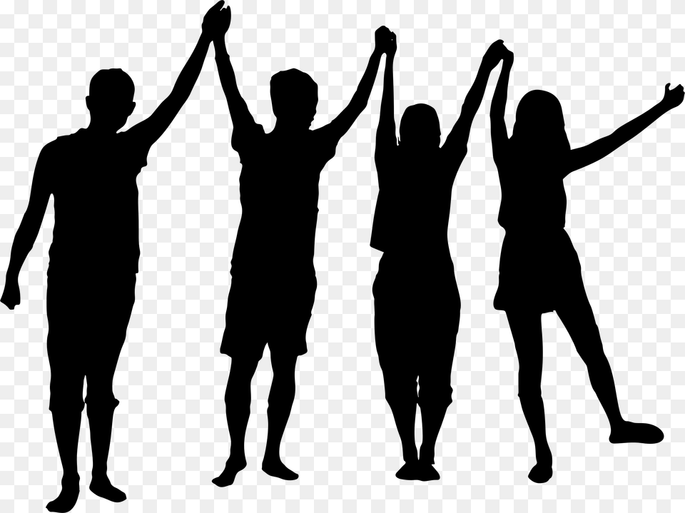 Cheering People Clip Art Four People Clipart, Gray Free Png Download