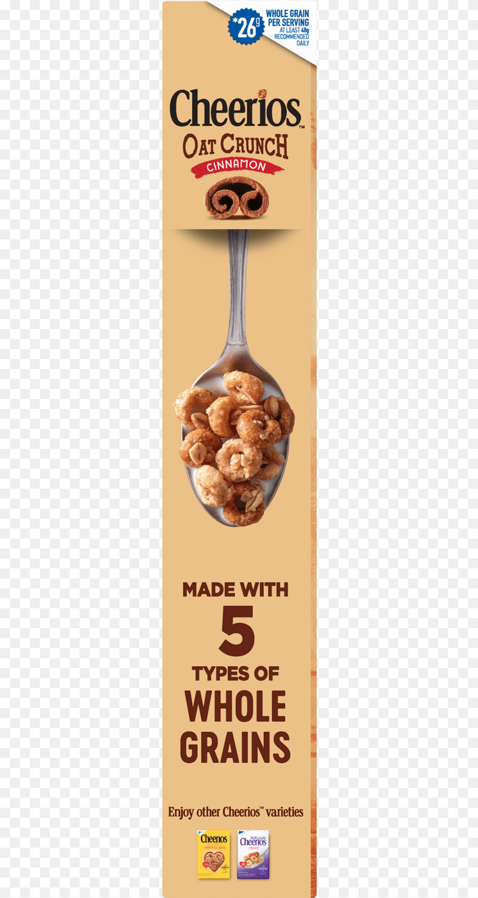 Cheerios Oat Crunch Cinnamon Family Size Cereal, Advertisement, Poster, Cutlery, Spoon Png Image