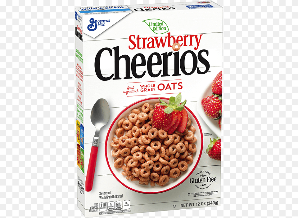 Cheerios Strawberry Cereal Strawberry Cheerios, Cutlery, Spoon, Bowl, Berry Free Transparent Png