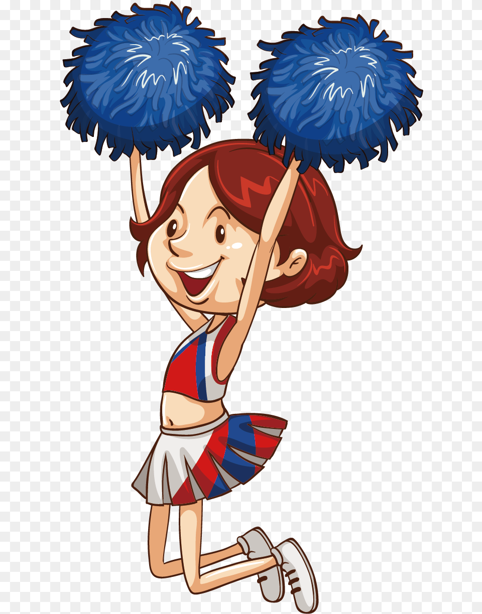 Cheerleader Clipart Split Illustration, Publication, Book, Comics, Person Png