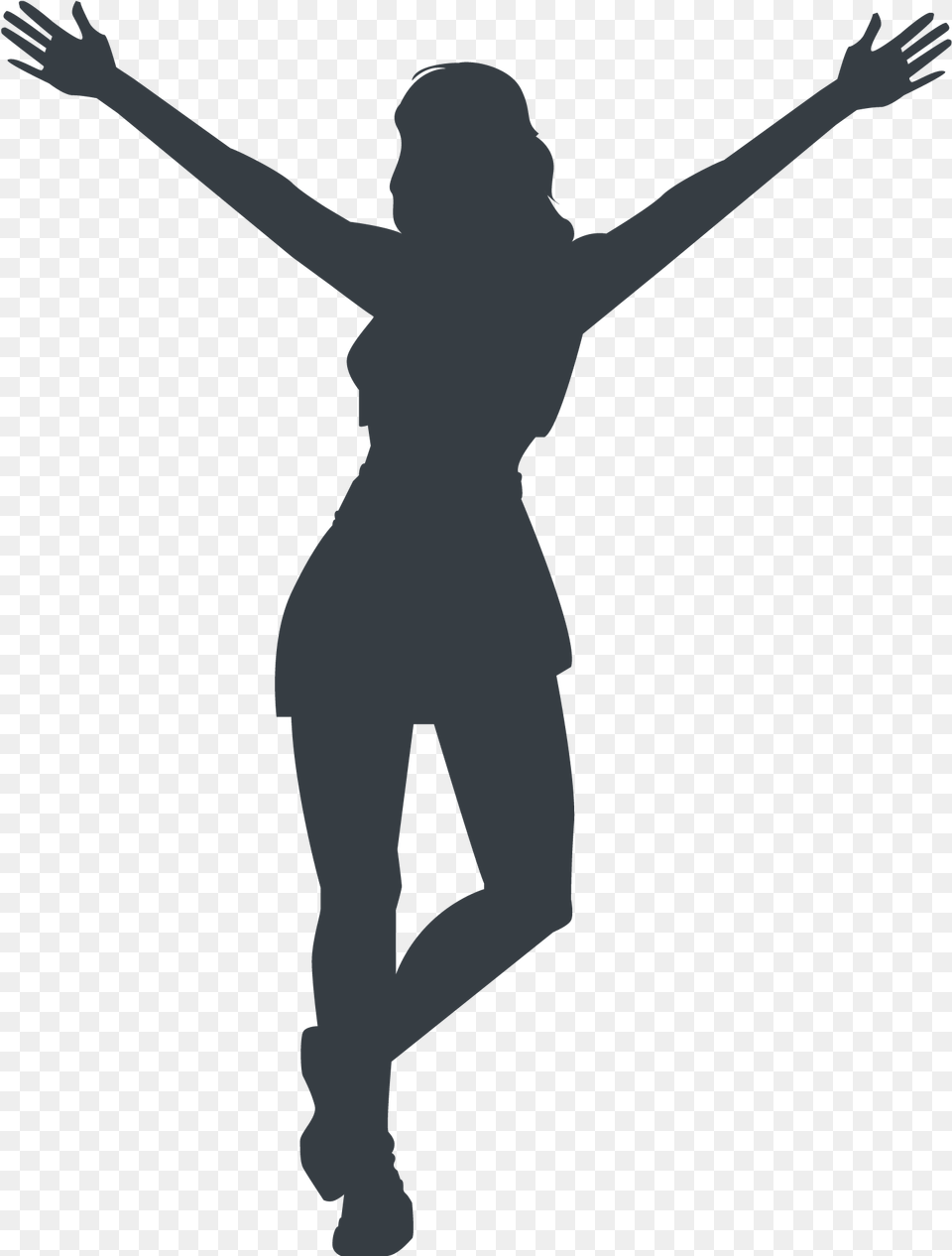 Cheerleader Girl Silhouette, Dancing, Leisure Activities, Person, Adult Free Transparent Png