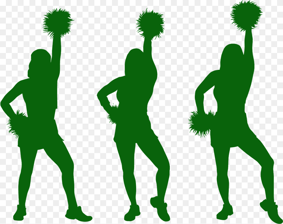 Cheerleader Green Silhouette, Back, Body Part, Dancing, Person Png