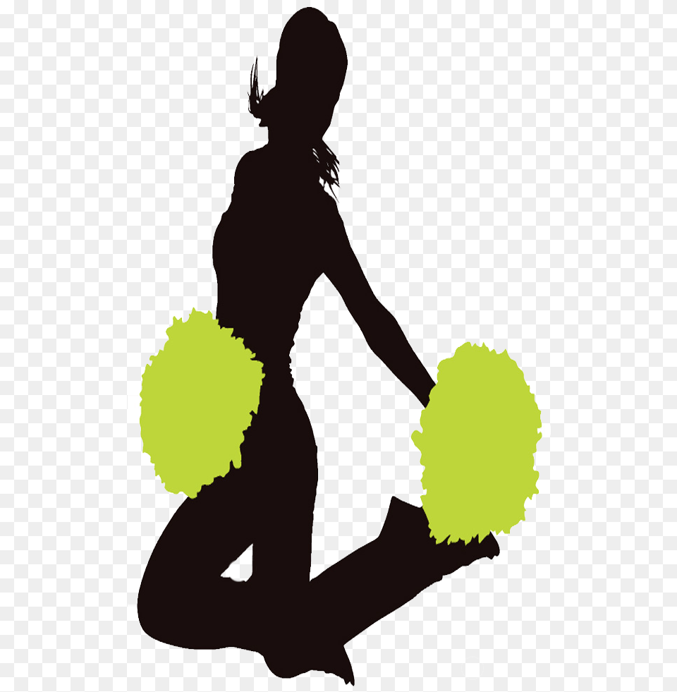 Cheerleader Lime Green Clipart Image Illustration, Silhouette, Baby, Person, Kneeling Free Png Download