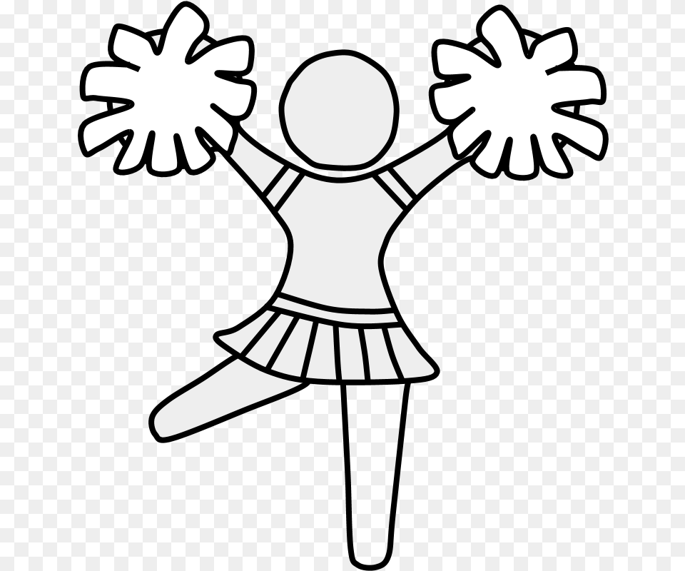 Cheerleader Pom Poms Black And White Line Art, Dancing, Leisure Activities, Person Free Png Download