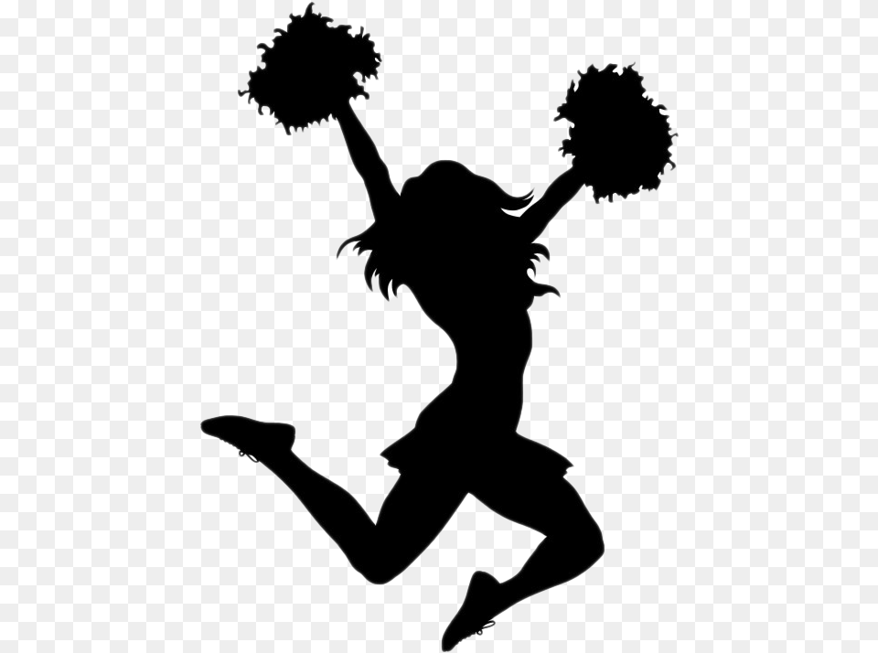 Cheerleader Silhouette Cheerleading Transparent Background, Dancing, Leisure Activities, Person, Stencil Free Png