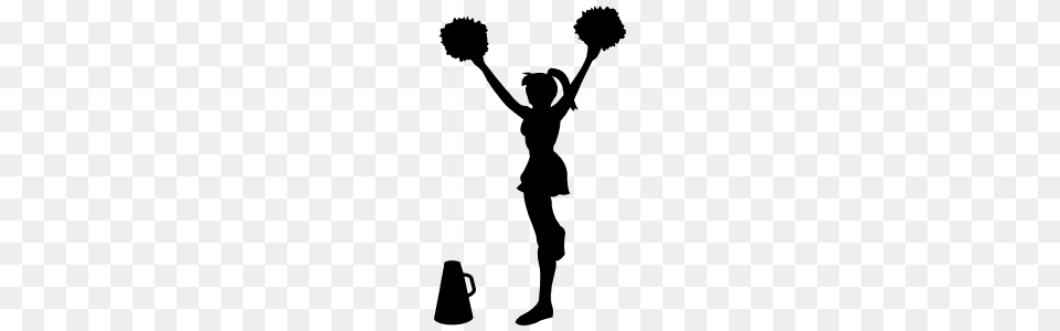 Cheerleader With Pom Poms On Hips Sticker, Silhouette, Person, Dancing, Leisure Activities Free Png